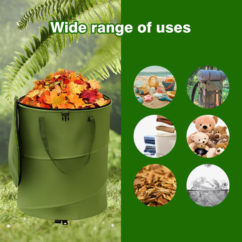 13.8x15.8 600D (1Pcs-Green 10 Collapsible Pop Up Trash Can, Outdoor Recycling Bin in, Oxford Cloth Yard Waste Bags