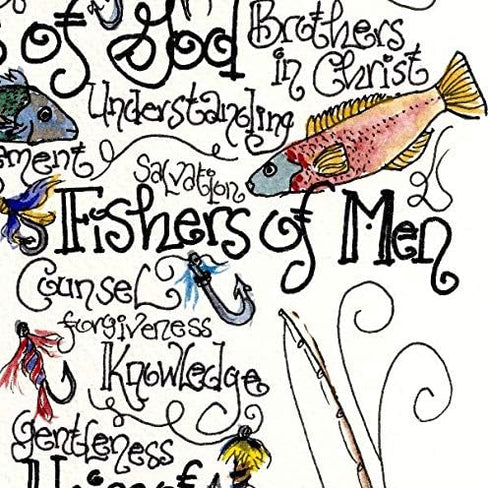 Fishers of Men Cross Art Print - Confirmation Gift for Priest or Pastor (5x7 Inches)