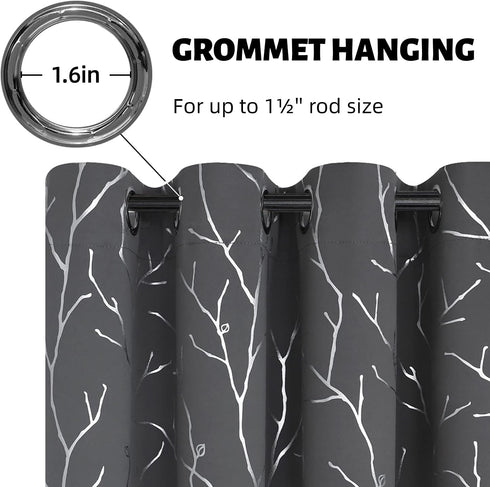 BUHUA Blackout Curtains for Bedroom, 63 Inch Length Thermal Insulated Grommet Top Curtains, 2 Panels, Dark Grey