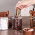 Set, 4 16 OZ SAIOOL Loose Leaf Tea Storage Canister Pieces Glass Tea Containers with Wooden Lids and Spoons for Loose