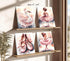 ZOIYINO Decor,Set 4(8x10) Framed Pink Ballet Nursery Wall Art,Pink Canvas Wall Art,Girls Ballerina Nursery Bedroom