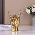 7.7" QIANLING Gold Resin Rock On Hand Gesture Statue - Rock Culture Music Lovers' Decorative Tabletop Sculpture