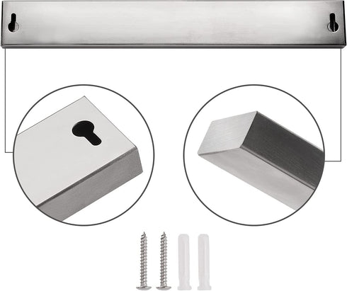 10 Inch Magnetic Knife Strip No Drilling - Upgraded Stainless Steel Magnetic Knife Holder for Wall with 3M Type, Magnet Knife Strip Bar Rack for Kitchen Utensil & Tool Holder