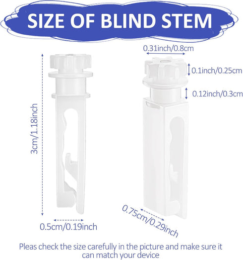 Vertical Blind Replacement Parts, Repair Tabs White Stems for Window Carrier Vertical Blinds, 20 Pieces