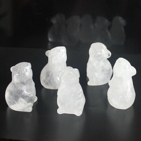 Hand Carved Mixed Gemstone Crystal Mouse Figurine, 1.5'' Rat Mice Animal Carving Statue for Office Home Decor (White
