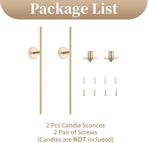 Set 2 Sziqiqi Wall Candle Holder Gold: Candle Sconces Wall Decor of for Dining Room Wall Hanging Candle Sticks Holder