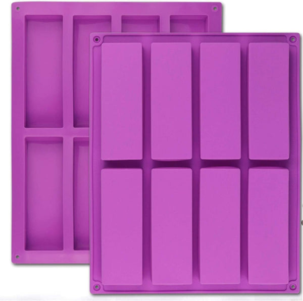 Large Rectangle Silicone Mold, 2 PCS 8-Cavity Granola Bar Moulds for Baking Energy Bar, Chocolate Truffles, Muffin