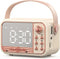 Retro Bluetooth Speaker, Vintage Portable Wireless Speakers with Alarm Clock, Bluetooth 5.0, Loud Volume, Beige White