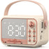 Retro Bluetooth Speaker, Vintage Portable Wireless Speakers with Alarm Clock, Bluetooth 5.0, Loud Volume, Beige White