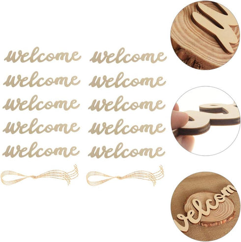 PRETYZOOM 10pcs Farmhouse Welcome Sign Cutout, Unfinished Letter Sign DIY Block Words for Home Wedding