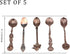 Vintage Royal Style Carved Coffee Spoon Dessert Spoons Antique Teaspoon Mini Tableware Ice Cream Decorative Spoons for Cafe Kitchen Dining Bar (5PCS, Red Bronze)