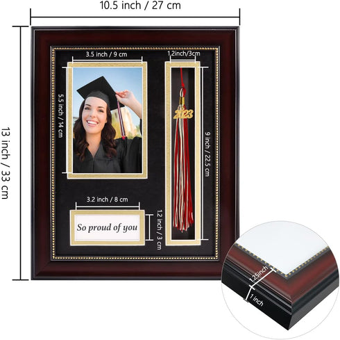 GraduatePro Graduation Picture Frame with Tassel Holder, Shadow Box Graduation Decoration Gift, Mahogany 4x6 Photo Frame
