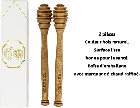 KYVANDO 2pcs, 6.3 Inch Brazilian Cherry Wood Honey Dipper - Durable & Warp-Resistant, Preserves Honey Purity