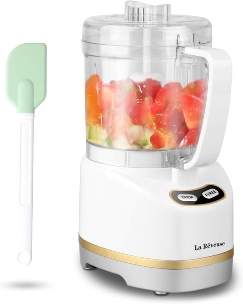 La Reveuse Electric Mini Food Processor, Small Chopper, 200 Watts, 2-Cup Prep Bowl for Mincing, Chopping, Grinding,