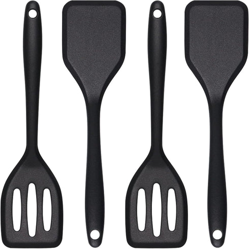 Silicone Small Serving Spatula Set of 4, Mini Turner for Kitchen Use, Small Spatulas for Egg, Steak, Pancake