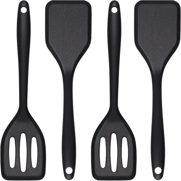 Silicone Small Serving Spatula Set of 4, Mini Turner for Kitchen Use, Small Spatulas for Egg, Steak, Pancake