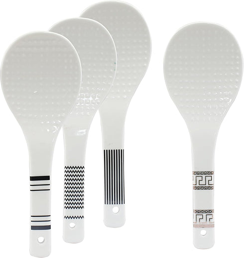 4 Piece Ceramic Rice Paddle Spoon and Spatula Set, Heat Resistant Rice Scooper
