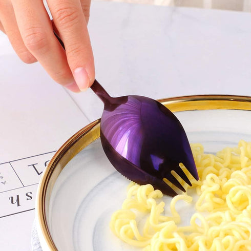 Buyer Star 6-Pack Stainless Steel Sporks - 18/8 Cutlery for Everyday Use, 7.6-Inch, Purple