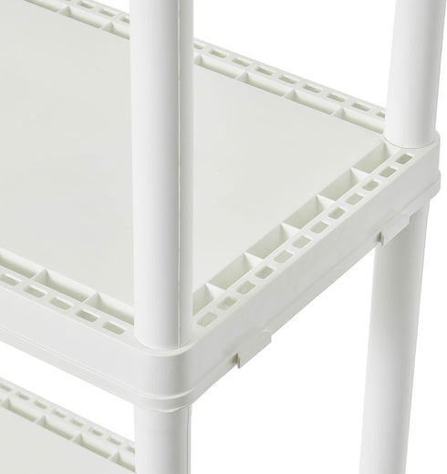 Gracious Living 4 Shelf Organizer System for Home, Garage, Basement, and Laundry - Fixed Height, White