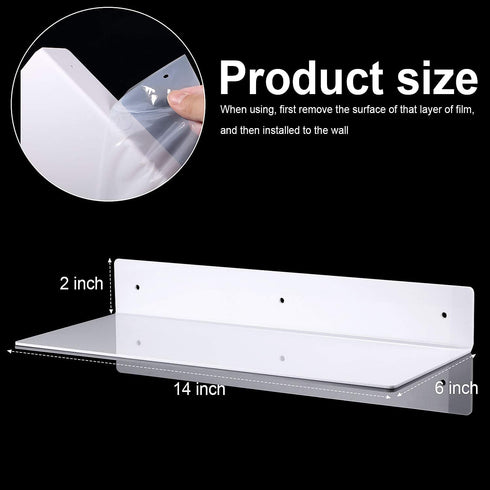 8 Office(14 5 2 Inches,White) Blulu Pcs Acrylic Floating Shelf, Invisible Wall Mounted Shelf for Book Plants Picture