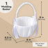 White Flower Girl Basket with Satin Bowknot & Pearl Design - 8 x 5.2 x 6 Inch, Ideal for Wedding Party Accessories