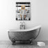Golden Retriever Canvas Wall Art, Black and White Funny Dog Sitting in Toilet Painting for Bathroom