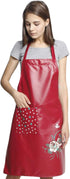 PU Kitchen Oil and Waterproof Aprons for Women, Pocket for Cooking and Washing