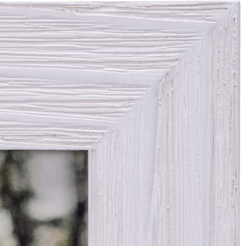 Malden International Designs Rustic Fashion Wide Linear Wooden Picture Frame, White Wash, 5x7
