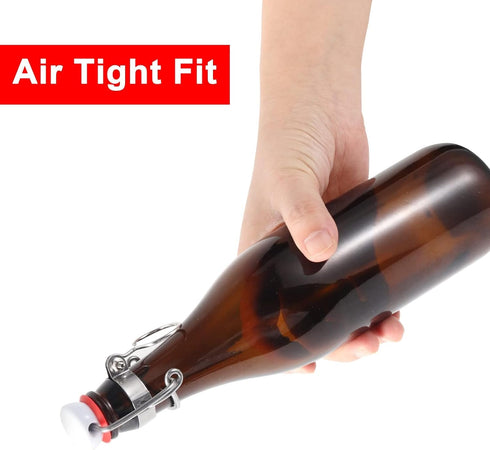 FERRODAY 12-Pack 18mm Glass Bottle Caps with Replacement Silicone Gaskets, Airtight, Leakproof, Easy Swing Top