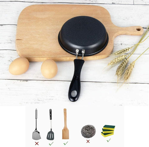 One Egg Frying Pan, Mini Induction Frying Pan, 4.7" Durable Small Pan with Handle, Portable for Stove