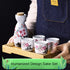 Old Craftsmen's 5 Pcs Japanese Sake Set, 200ml Sake Bottle and 50ml Cup Set, Traditional Hand Painted Design