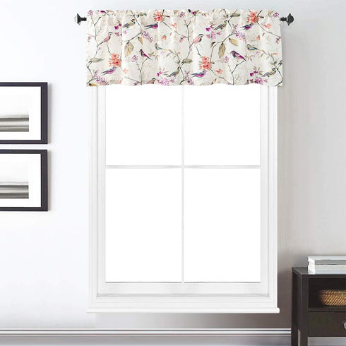 VOGOL Bird Pattern Kitchen Valances - Pocket Window Curtains for Living Room, 52 Inch Wide by 18 Inch Long