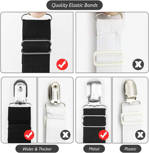Foloda 4 pcs Adjustable Bed Sheet Holders - Fitted Sheet Holder Clips Fasteners for Mattress Corners, Keep Sheet Firm