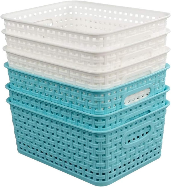 Vababa Plastic Storage Baskets/Storage Bins, Pack of 6