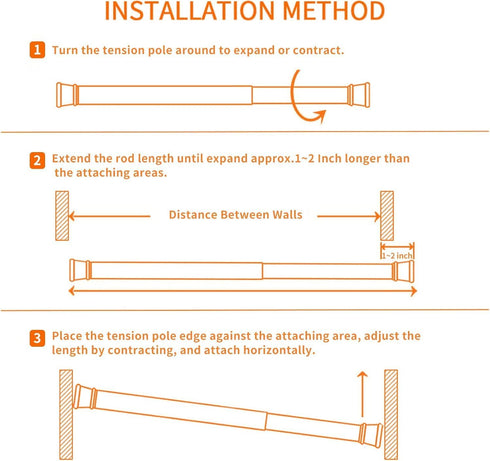 53-100 Inch 1PCS Tension Rods Room Divider, Premium Adjustable Curtain Tension Rod, Large Curtain Rod, No Drilling