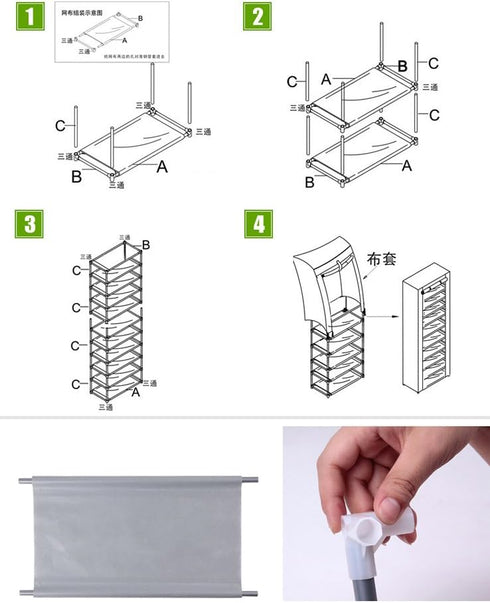Fashine 10 Closet 27 Tier Shoes Cabinet Storage Organizer Shoe Rack Holds Pairs with Dustproof Nonwoven Fabric Cover