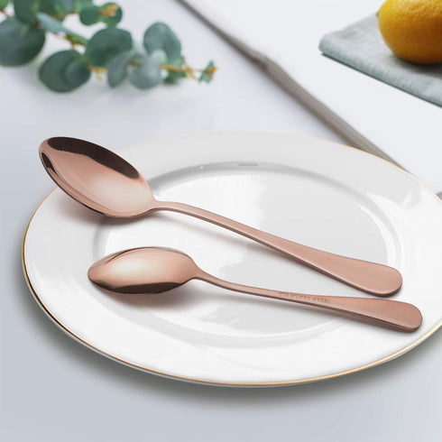 LIANYU 10-Piece Copper Silverware Flatware Set, Stainless Steel Cutlery Set for 2, Eating Utensils Tableware for Wedding Festival Party, Mirror Finished, Dishwasher Safe by LIANYU