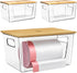iEGrow 3 Packs Trash Bag Holder,Stackable Trash Bags Dispenser with Bamboo Lid,Extra
