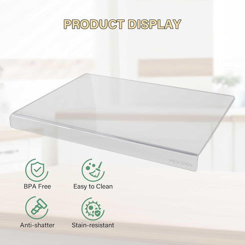 Acrylic Cutting Board with Counter Lip, Clear Non-Slip Kitchen Gadgets, Minimalist Aesthetic Decor (16.1 x 12.5in)