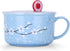 VanEnjoy 30oz Ceramic Bowl Set with Lid & Handle, Cherry Blossoms Among Snow Flake Pattern, Microwave Safe