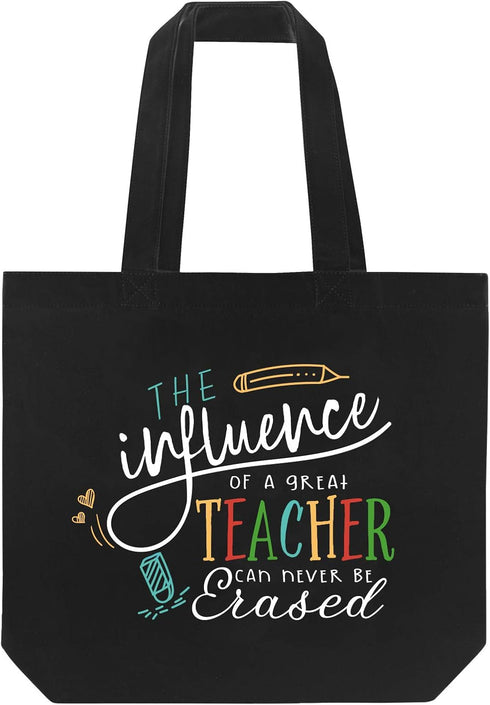 ELEGANTPARK Teacher Gifts for Women, Black Cotton Canvas Tote Bag for Appreciation Week, Graduation, Christmas
