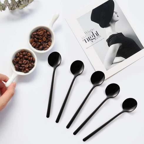 Dicunoy 12 Pack Black Espresso Spoons, 18/10 Stainless Steel Mini Coffee Teaspoons, 5 Inch
