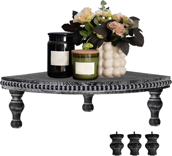 MAONAME Vintage Black Corner Pedestal Stand, Rustic Decorative Riser for Display, Farmhouse