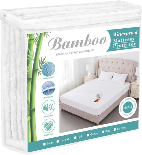 King Size Cooling Waterproof Mattress Protector Pad Cover - Breathable Fitted Sheet Style