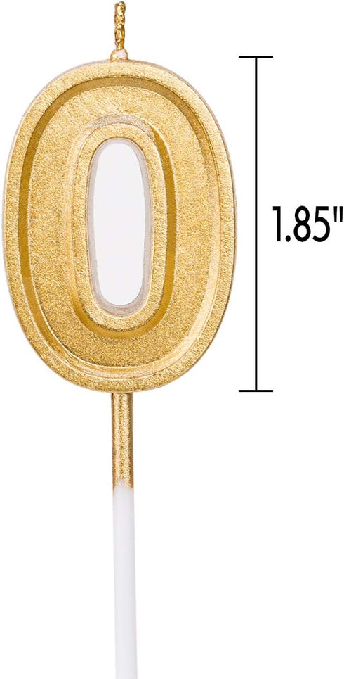 Luter Gold Glitter Happy Birthday Cake Candles - Number 0 Birthday Candle Cake Topper Decoration for Party