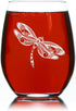 Dragonfly Stemless Wine Glass - 17 oz Dragonfly Themed Gift for Men and Women