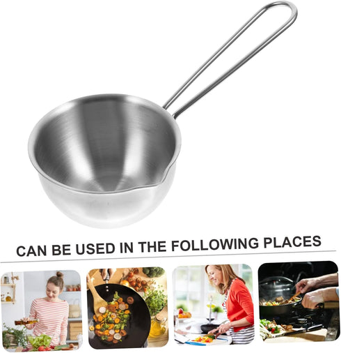 Pour Oil Small Pot, Steaming Pot, Stainless Steel Saucepan for Cooking Milk, Mini Pan