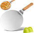 KSENDALO 10" Pizza Peel with Wooden Handle - Stainless Steel Spatula & Non-Slip Pizza Server Tray for Baking