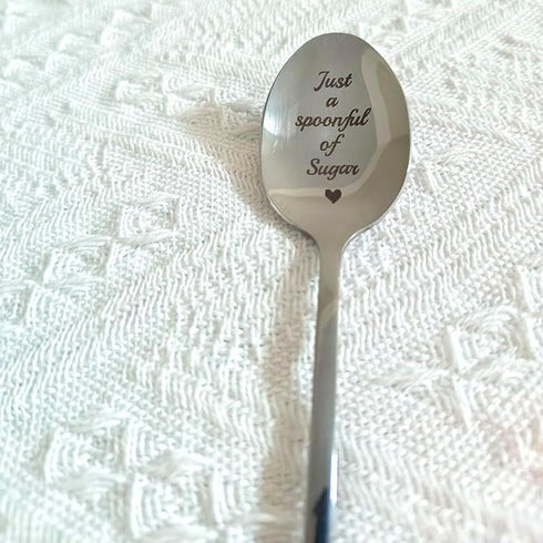 Sugar Lover Gift Spoons for Women Men Just a Spoonful of Sugar Spoon for Daughter Best Friend Coffee Dessert Lover Gifts Spoons for Girlfriend Son Birthday Christmas Gift