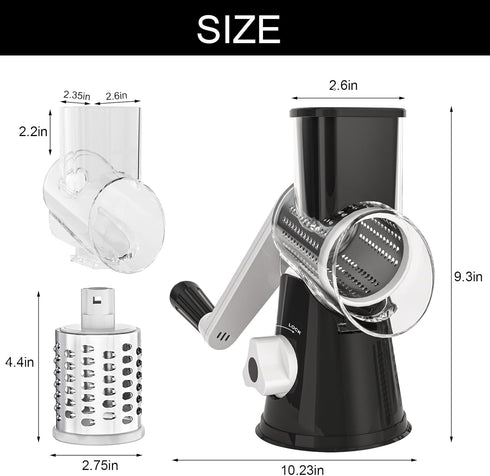 5 1 Cambom in Rotary Cheese Grater Hand Crank Cheese Shredder for Fresh Cheese, Vegetable, Nuts,Non-slip Suction Base